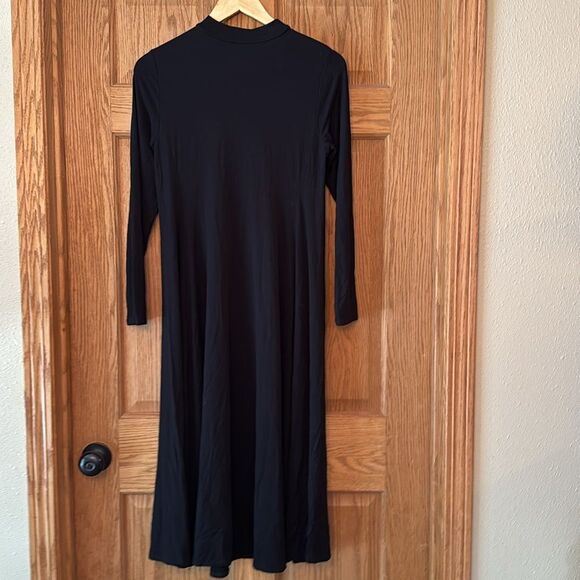 EILEEN FISHER Stretch Jersey Mock Neck Long Sleeve Midi Dress - Picture 4 of 8